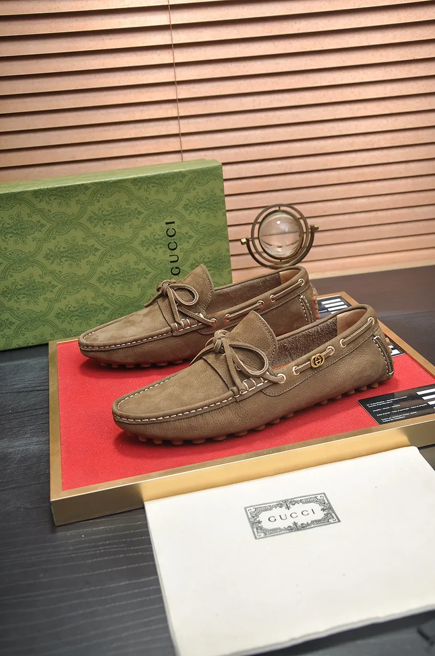 Men's Men's Shoes💰420💶【GUCCI】 (High-end Niuli) New 🍀Gucci*——Gucci Doudou Shoes! Made of imported original cowhide, the inner top layer is comfortable cowhide lining! Original wear-resistant rubber outsole! High quality products! Code number 38-44!